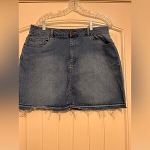 Copper Key Stretchy Denim Mini-Skirt
